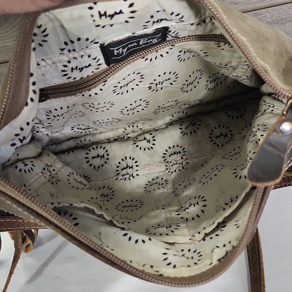 Myra B. Tapestry Leather Crossbody Shoulder Bag